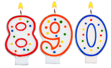 candles number eight hundred ninety isolated on white background