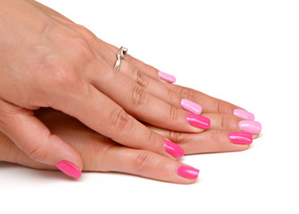 Fototapeta premium woman's professional pink nails manicure isolated