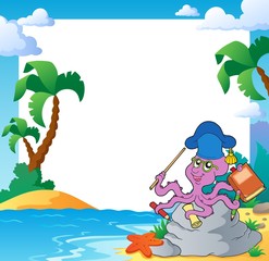 Obraz na płótnie Canvas Beach frame with octopus teacher