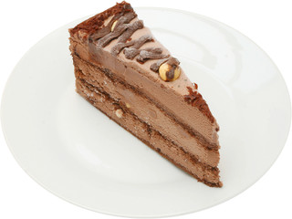 Tasty cake dessert with fruits, nuts and cream cheese