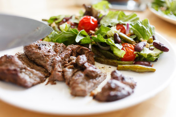 beef with salad