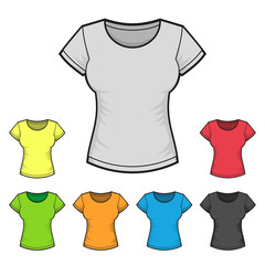 Women's T-shirt Design Template Color Set. Vector