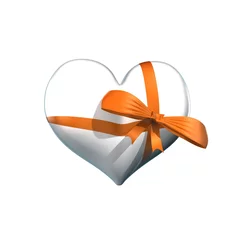Deurstickers Wit 3d hart met oranje versiering © emieldelange