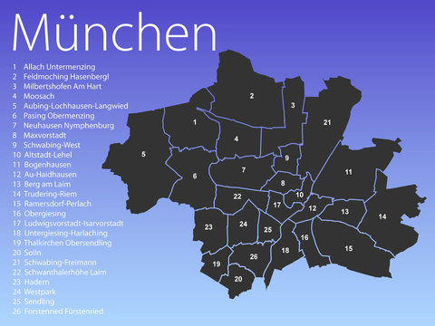 Landkarte M&uuml;nchen