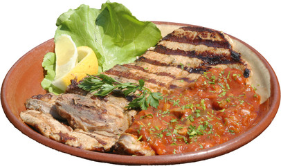 Succulent thick juicy portions of grilled steak