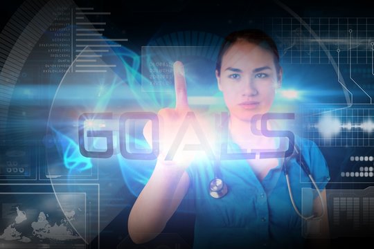 Doctor pointing to the word goals