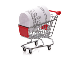 Shopping till receipt in cart