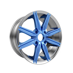 Obraz premium Polished chrome rim wheel on white