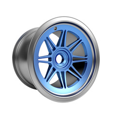 Fototapeta premium Polished chrome rim wheel on white