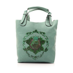 Ladies shopping bag printed with owls on white background