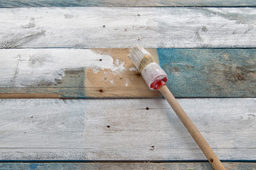 white wood with paint brush