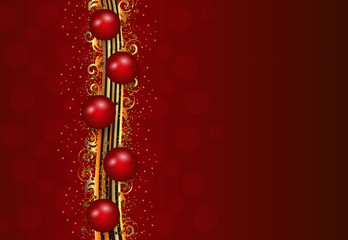Christmas decoration in red and gold stripes with balls