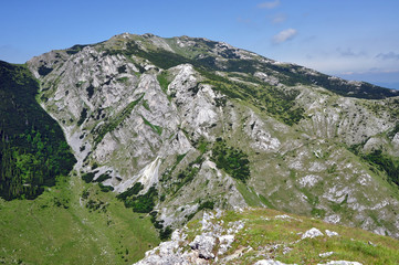 Limestone ridge, Iorgovanului cliff in Retezat mountain, Romania