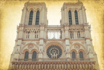 Fototapeta na wymiar beautiful Retro Notre Dame Cathedral in Paris