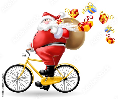babbo natale in bicicletta da corsa