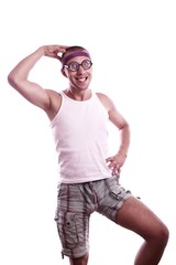 Sporty nerd in glasses