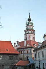 Fototapeta na wymiar Beautiful tower of Cesky Krumlov castle