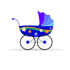 Fototapeta na wymiar baby carriage in blue color vector illustration