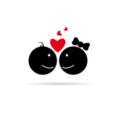 illustration of love with two people head