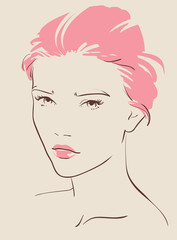 beautiful woman face hand drawn vector illustration - 67925511
