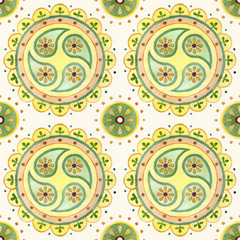 Yellow circle with flovers pattern