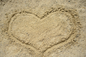 heart drawn in the sand