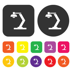 Lamp icon. Engineering symbol. Round and rectangle colourful 12