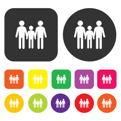 Family icon. People symbol. Round and rectangle colourful 12 but
