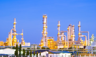 Oil gas refinery plant. May called petroleum, production or petrochemical plant. Industrial factory construction from engineering technology with steel pipe, pipeline, tank. Business for power energy.
