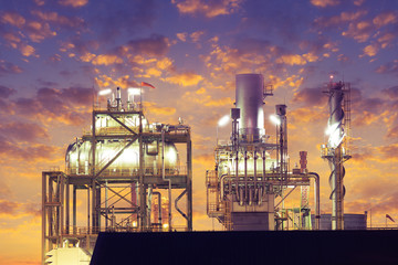 Deaerator heat exchanger or boiler feedwater for thermal power plant. Industrial tank and feed pump for chemical treatment, control system, calculation of temperature, steam pressure and water level. © DifferR