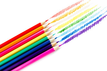 Abstract background from color pencils isolated on white backgro