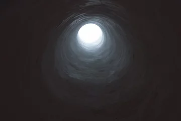 Acrylic prints Tunnel Dark tunnel leading into light opening.