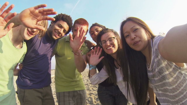 Multiracial Group Having Fun at Beach