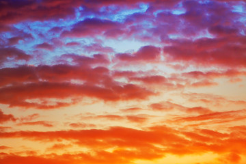 Beautiful sunset sky with clouds