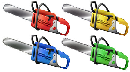Naklejka premium Set of chainsaws