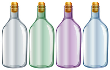 Four glass bottles