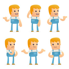 set of mechanic character in different poses