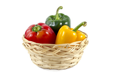 red, yellow and green peppers