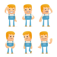 set of mechanic character in different poses