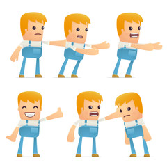 set of mechanic character in different poses