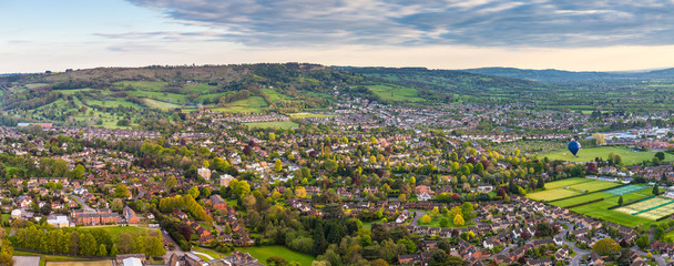 Idyllic rural, aerial view, Cheltenham UK