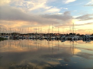 marina at sunset in stockholm