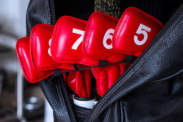 Golf equipment in a bag. It has a number of size.