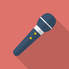 Microphone icon. Modern Flat style with a long shadow