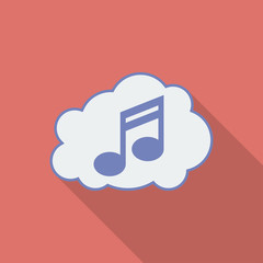 Sound cloud icon. Modern Flat style with a long shadow