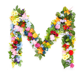 Letters made of leaves and flowers