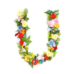 Letters made of leaves and flowers
