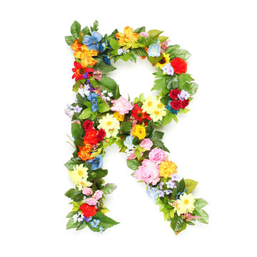 Letters made of leaves and flowers