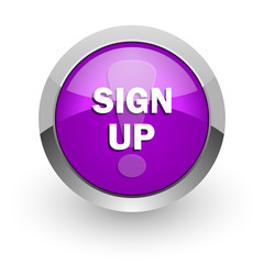 sign up pink glossy web icon