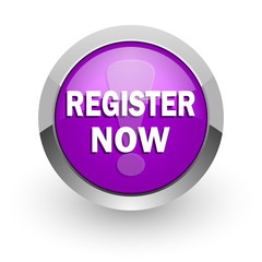 register now pink glossy web icon